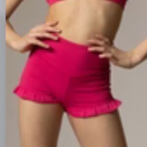 Chic Pink Ruffle Dance Shorts